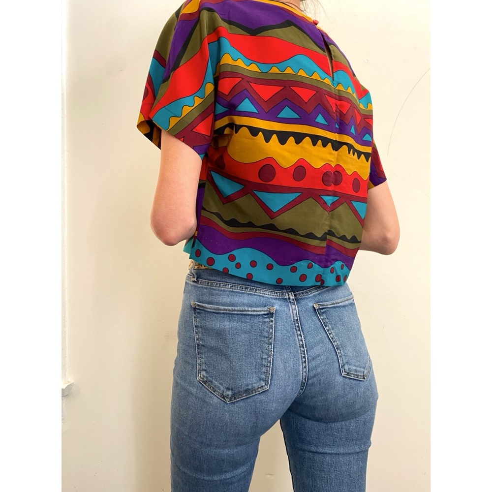 Vintage Abstract Landscape Blouse Medium/large - Picture 2 of 7